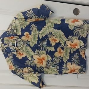 Cooke Street Hibiscus pattern Hawaiian Aloha shirt made in USA - Size L